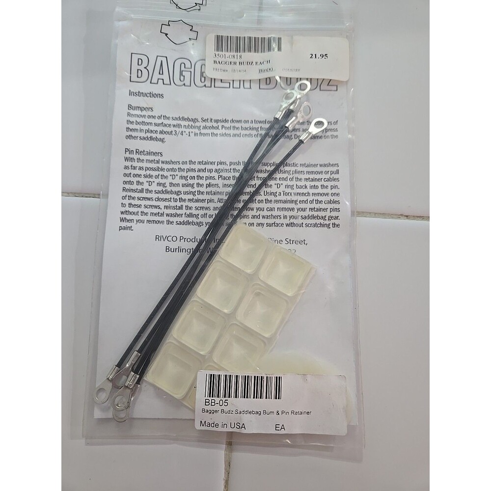 Rivco BB-05 Bagger Budz Saddlebag Bumpers &Pin Retainer Kit for HD Saddlebags